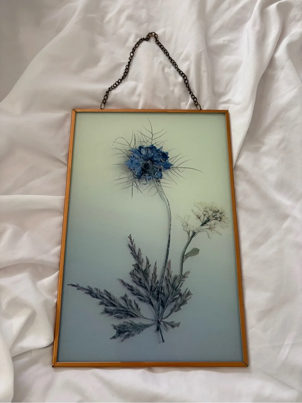 Anthropologie pressed flower wildflower wall hanging art home decor copper fairy